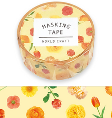 Cute Kawaii World Craft Washi / Masking Deco Tape - Flowers Yellow - for Scrapbooking Journal Planner Craft