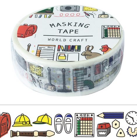 Cute Kawaii World Craft Washi / Masking Deco Tape - Ready for School Study College A - for Scrapbooking Journal Planner Craft