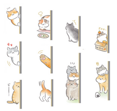 Cute Kawaii W-Craft Washi / Masking Deco Tape - Cat hello #pet - for Scrapbooking Journal Planner Craft