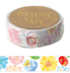 Cute Kawaii W-Craft Washi / Masking Deco Tape - Flowers - for Scrapbooking Journal Planner Craft