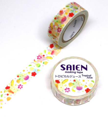 Cute Kawaii Saien Washi / Masking Deco Tape - Fruit Tropical Juice Drink Fresh - for Scrapbooking Journal Planner Craft