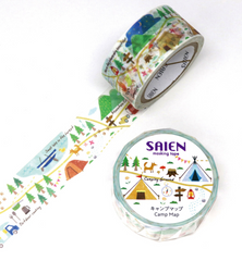 Cute Kawaii Saien Washi / Masking Deco Tape - Camping Ground Utensils Tent Lake Nature Forest - for Scrapbooking Journal Planner Craft