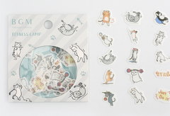 Cute Kawaii BGM Flake Stickers Sack - Fitness Camp Cat - for Journal Agenda Planner Scrapbooking Craft