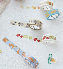 Cute Kawaii BGM Washi / Masking Deco Tape - Fox  ♥ - for Scrapbooking Journal Planner Craft