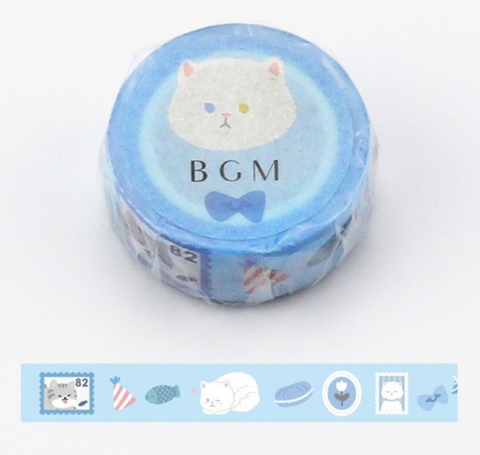 Cute Kawaii BGM Washi / Masking Deco Tape - Cat  ♥ - for Scrapbooking Journal Planner Craft