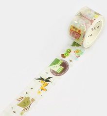 Cute Kawaii BGM Washi / Masking Deco Tape - Matcha Green Tea Sweets Teatime - for Scrapbooking Journal Planner Craft