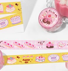 Cute Kawaii BGM Washi / Masking Deco Tape - Eat Me Strawberry Sweets Pink Cherries - for Scrapbooking Journal Planner Craft