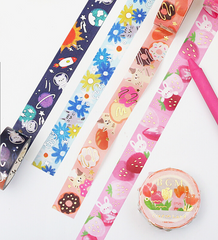 Cute Kawaii BGM Washi / Masking Deco Tape - Crayon Land series - Cat Baker Donuts  - for Scrapbooking Journal Planner Craft