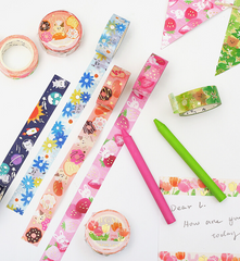 Cute Kawaii BGM Washi / Masking Deco Tape - Crayon Land series - Bear Astronaut Planet Space Universe Sky  - for Scrapbooking Journal Planner Craft