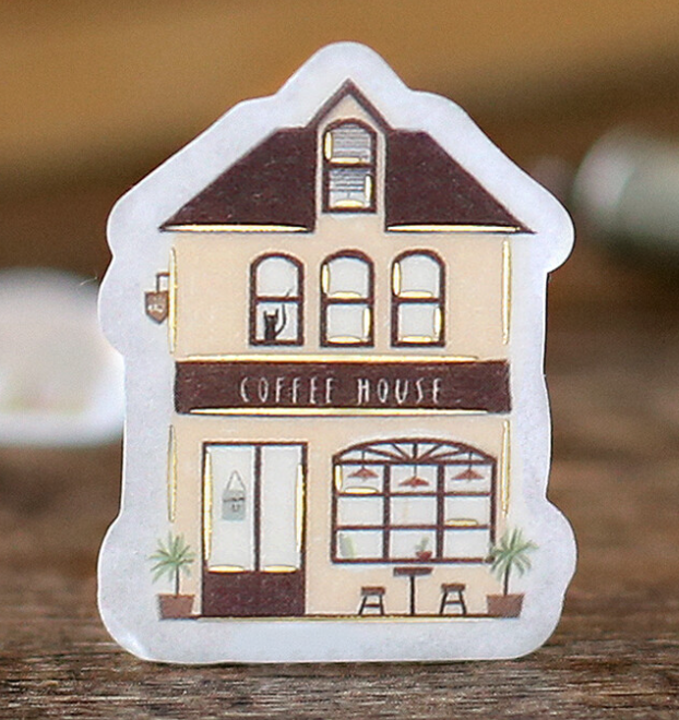 Cute Kawaii BGM Flake Stickers Sack - Town House Building Downtown - f –  Alwayz Kawaii