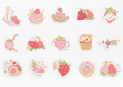 Cute Kawaii BGM Flake Stickers Sack - Strawberry Bunny Bear - for Journal Agenda Planner Scrapbooking Craft