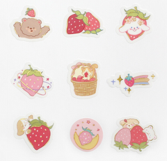 Cute Kawaii BGM Flake Stickers Sack - Strawberry Bunny Bear - for Journal Agenda Planner Scrapbooking Craft