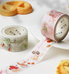 Cute Kawaii BGM Washi / Masking Deco Tape - Strawberry Sweets Teatime - for Scrapbooking Journal Planner Craft