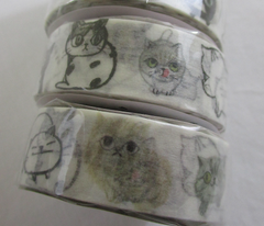Cute Kawaii Shinzi Katoh Washi / Masking Deco Tape -  Cat Kitten - for Scrapbooking Journal Planner Craft