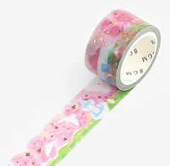 Cute Kawaii BGM Washi / Masking Deco Tape - Beautiful Cherry Blossom Spring Flower Garden - for Scrapbooking Journal Planner Craft