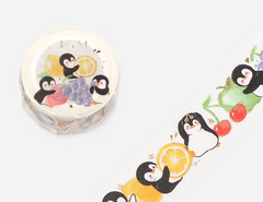 Cute Kawaii BGM Washi / Masking Deco Tape - Penguin ♥ Fruits - for Scrapbooking Journal Planner Craft