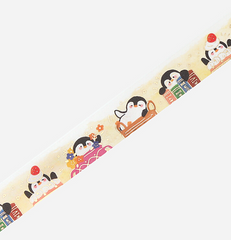 Cute Kawaii BGM Washi / Masking Deco Tape - Penguin ♥ Books ♥ Read - for Scrapbooking Journal Planner Craft