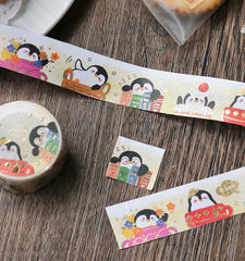 Cute Kawaii BGM Washi / Masking Deco Tape - Penguin ♥ Books ♥ Read - for Scrapbooking Journal Planner Craft