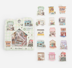 Cute Kawaii BGM Flake Stickers Sack - Town House Building Downtown - for Journal Agenda Planner Scrapbooking Craft