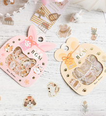 Cute Kawaii BGM Flake Stickers Sack - Bear Rabbit Soft - for Journal Agenda Planner Scrapbooking Craft