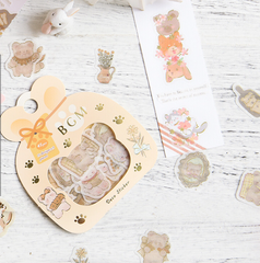 Cute Kawaii BGM Flake Stickers Sack - Bear Rabbit Soft - for Journal Agenda Planner Scrapbooking Craft