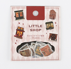 Cute Kawaii BGM Flake Stickers Sack - Little Shops Town Building Downtown - for Journal Agenda Planner Scrapbooking Craft