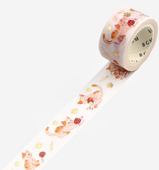 Cute Kawaii BGM Washi / Masking Deco Tape - Cat play with balls - for Scrapbooking Journal Planner Craft