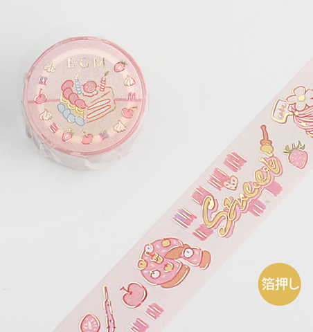 Cute Kawaii BGM Washi / Masking Deco Tape - Sweet Cake Strawberry Cherry - for Scrapbooking Journal Planner Craft