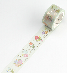 Cute Kawaii BGM Washi / Masking Deco Tape - Flower Tulip Garden Bloom Spring - for Scrapbooking Journal Planner Craft