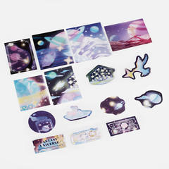 Cute Kawaii BGM Flake Stickers Sack - Blue Scene Stars Night - for Journal Agenda Planner Scrapbooking Craft