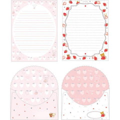 Cute Kawaii San-X Rilakkuma Strawberry Letter Set Pack  - Stationery Writing Paper Envelope