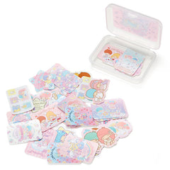 Collectible ૮ ・ﻌ・ა - Cute Kawaii Sanrio Little Twin Stars Flake Stickers in Mini Plastic Container 2018 - Collectible