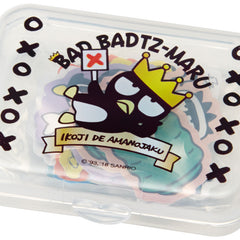 Collectible ૮ ・ﻌ・ა - Cute Kawaii Sanrio Badtz Maru Flake Stickers in Mini Plastic Container 2018 - Collectible