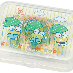 Collectible ૮ ・ﻌ・ა - Cute Kawaii Sanrio Keroppi Frog Flake Stickers in Mini Plastic Container 2018 - Collectible